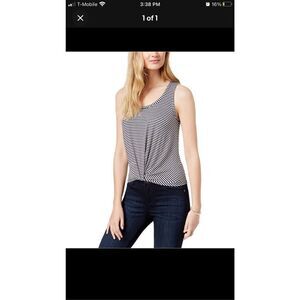 Maison Jules Womens Striped Twist Front Tank Top Blue/White Size XL NWT